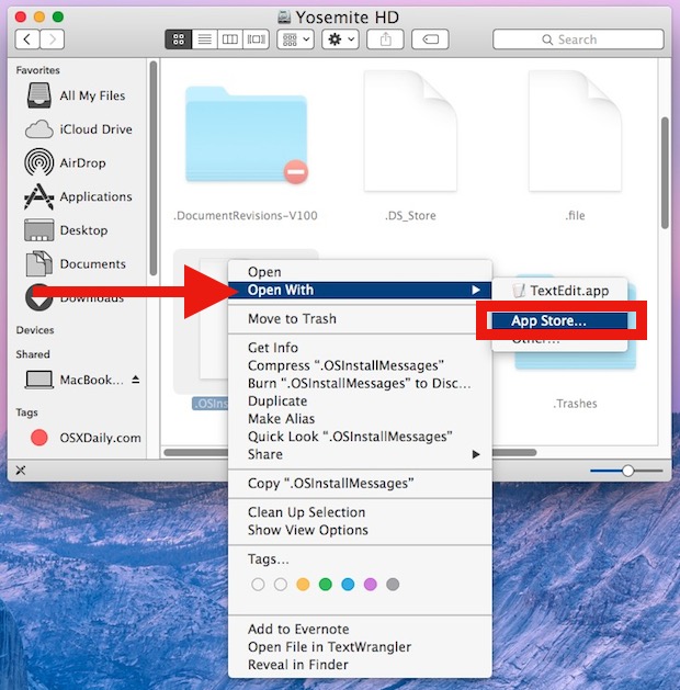 How to change mac file to open in app store